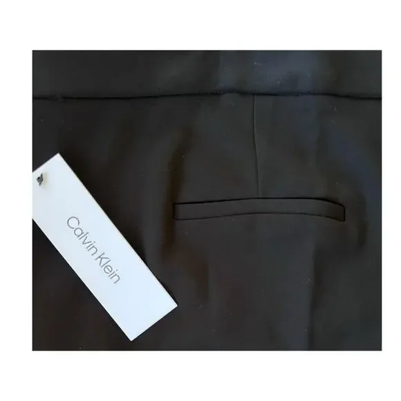 Calvin Klein Flat Front Ponte Ankle Dress Pants | Plus 24W, Black NEW! - Picture 13 of 16